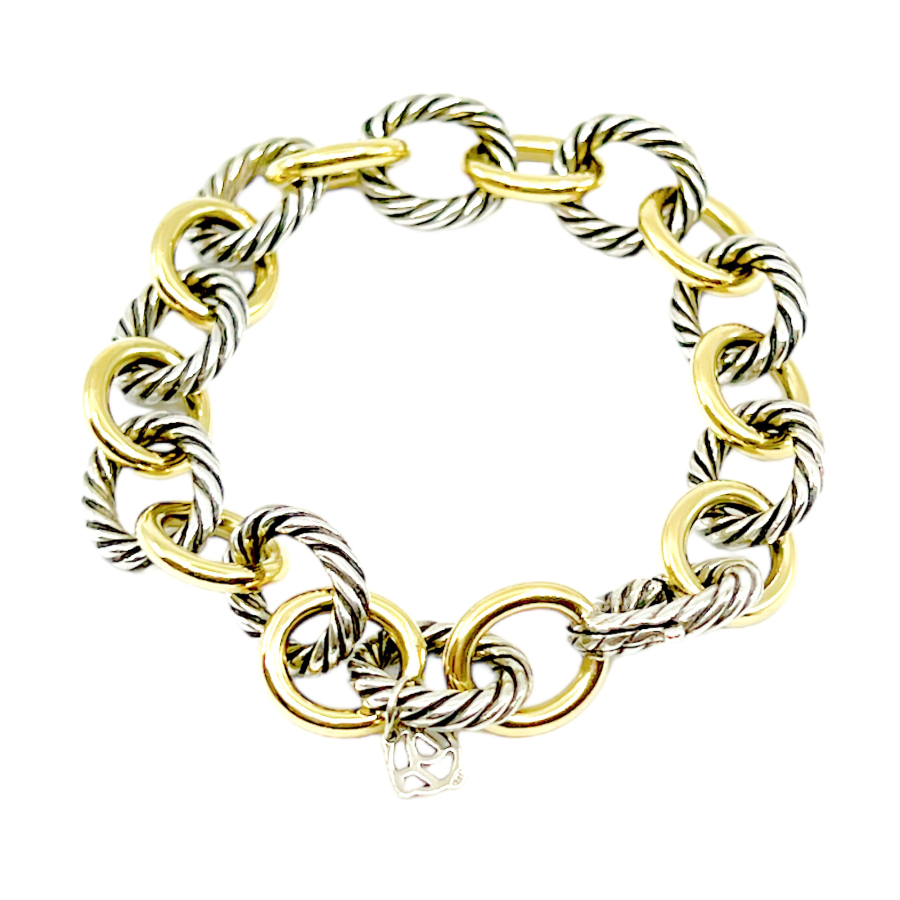davidyurman-18k-yellow-gold-silver-curb-link-bracelet