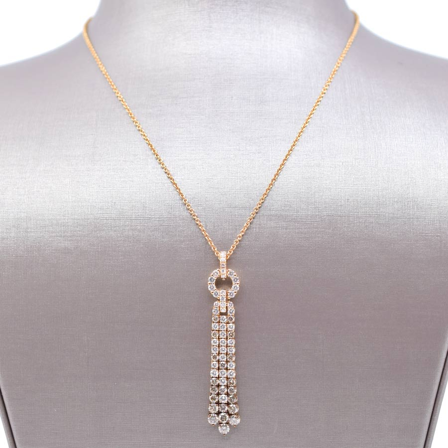 unsigned-18k-pink-gold-diamond-drop-tassel-necklace-2