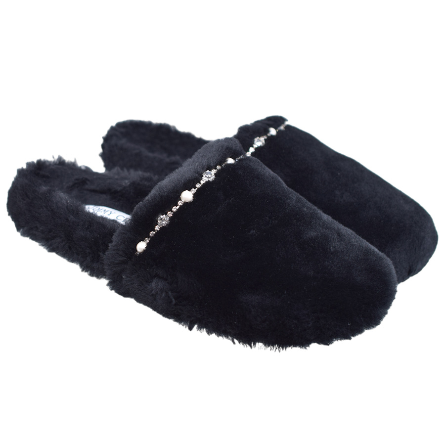 jimmychoo-black-fuzzy-slippers