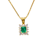 unsigned-18k-yellow-gold-diamond-halo-rectangle-emerald-necklace-1