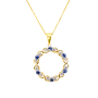 unsigned-18k-circle-diamond-blue-yellow-gold-necklace-1